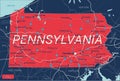 Pennsylvania state detailed editable map