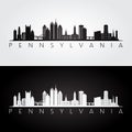 Pennsylvania state skyline and landmarks silhouette,