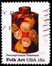 Pennsylvania Toleware: Tea Caddy, American Folk Art serie, circa 1979