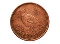 1 Penny Barbary partridge coin, Bank of Gibraltar. Obverse, 1988