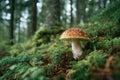 Penny bun mushroom growing in a beautiful green forest Royalty Free Stock Photo