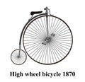 Penny-farthing or high wheel bicycle Isolated on white backgrou