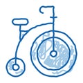 Penny Farthing doodle icon hand drawn illustration Royalty Free Stock Photo