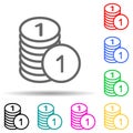 penny in a pile multi color style icon. Simple thin line, outline vector of web icons for ui and ux, website or mobile application Royalty Free Stock Photo