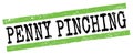 PENNY PINCHING text on green-black grungy lines stamp sign