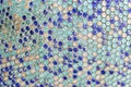 Penny round mosaic tiles. Round circle tile. Glass abstract round multicolor mosaic pattern. Mosaic background of round glass blue Royalty Free Stock Photo