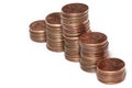 Penny Stacks In Graph Formation Royalty Free Stock Photo
