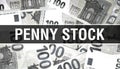 Penny Stock text Concept Closeup. American Dollars Cash Money,3D rendering. Penny Stock at Dollar Banknote. Financial USA money