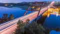 360 Pennybacker bridge blue hour Austin, Texas, USA Royalty Free Stock Photo