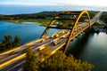 PennyBacker bridge perfect sunset austin skyline Royalty Free Stock Photo