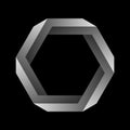 Penrose hexagon on black background. Impossible object or impossible figure or an undecidable figure