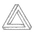 Penrose impossible tribar triangle sketch vector