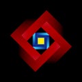 Penrose square on black background. Impossible object or impossible figure or an undecidable figure Royalty Free Stock Photo