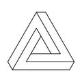 Penrose triangle, optical illusion, black outlines