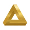 Penrose Triangle Golden Optical Illusion