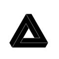 Penrose triangle icon. Geometric 3D object optical illusion. Black silhouette vector illustration Royalty Free Stock Photo