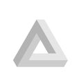 Penrose triangle icon in grey. Geometric 3D object optical illusion. Vector illustration