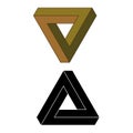 Penrose triangle icon. Impossible vector geometric shape object. Optical illusion illustration. Infinity 3D element