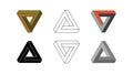 Penrose triangle icon. Impossible vector geometric shape object. Optical illusion illustration. Infinity 3D element