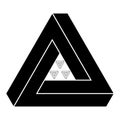 Penrose triangle icon. Impossible vector geometric shape object. Optical illusion illustration. Infinity 3D element