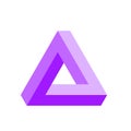 Penrose triangle icon in violet. Geometric 3D object optical illusion. Vector illustration Royalty Free Stock Photo