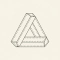 Penrose Triangle, an Impossible Object Optical Illusion, vector design Generative AI Royalty Free Stock Photo