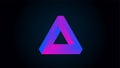 Penrose triangle is one of the main impossible figures, tribar. Very Peri gradient neon light glowing in the dark. Royalty Free Stock Photo