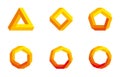 Penrose triangle and polygons colored