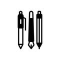 Black solid icon for Pens, pencils and stationery