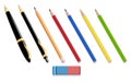 Pens and pencils isolated 3d icons Royalty Free Stock Photo