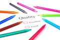 Pens on quality test Royalty Free Stock Photo