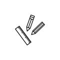 pens, ruler, scale line illustration icon on white background