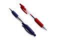 Pens on white isolated background. Red and blue writing pens