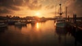 Pensacola bay with yachts on a summer evening with a beautiful sunset