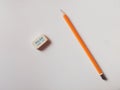 Pensil and eraser on paper Royalty Free Stock Photo