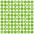 100 pensil icons hexagon green