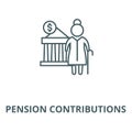 Pension contributions vector line icon, linear concept, outline sign, symbol