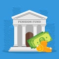 Pension fund concept vector illustration in flat style design. Finance investment and saving background Royalty Free Stock Photo