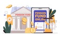 Pension fund online vector concept Royalty Free Stock Photo