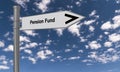 pension fund traffic sign on blue sky Royalty Free Stock Photo
