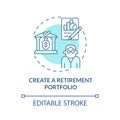 Pension portfolio development concept icon
