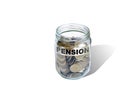 Pension savings money in jar Royalty Free Stock Photo