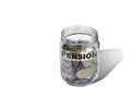 Pension savings money in jar Royalty Free Stock Photo