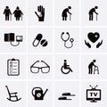 Pensioner and Elderly Care Icons Royalty Free Stock Photo