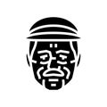 pensioner old man avatar glyph icon vector illustration