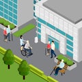 Pensioners Isometric Illustration