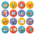 Pensioners Life Icons Flat Royalty Free Stock Photo
