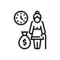 Black line icon for Pensions, pensioner and superannuation