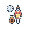 Color illustration icon for Pensions, pensioner and annuity