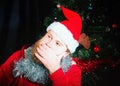 Pensive Bearded Man In A Red Suit Of Santa Claus Royalty Free Stock Photo